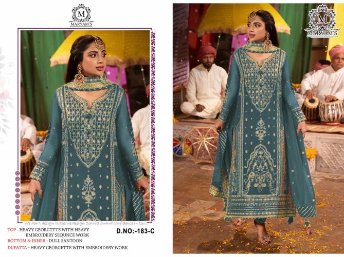 Maryams 183 Embroidered Georgette Pakistani Suits Wholesale Price In Surat
